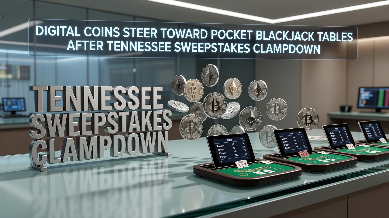 Cryptocurrency wallet connected to a live dealer blackjack table on a tablet device in a portable gaming setup