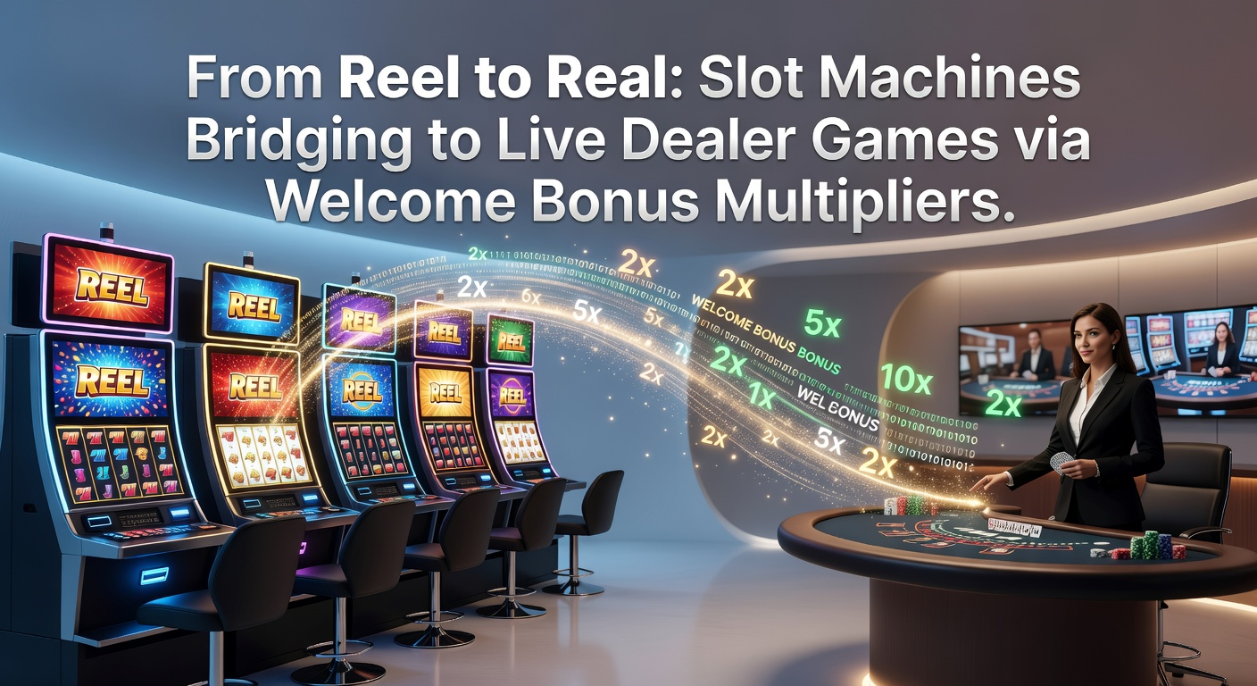 Vibrant slot reels morphing into a live dealer blackjack table, symbolizing the seamless transition powered by bonus multipliers