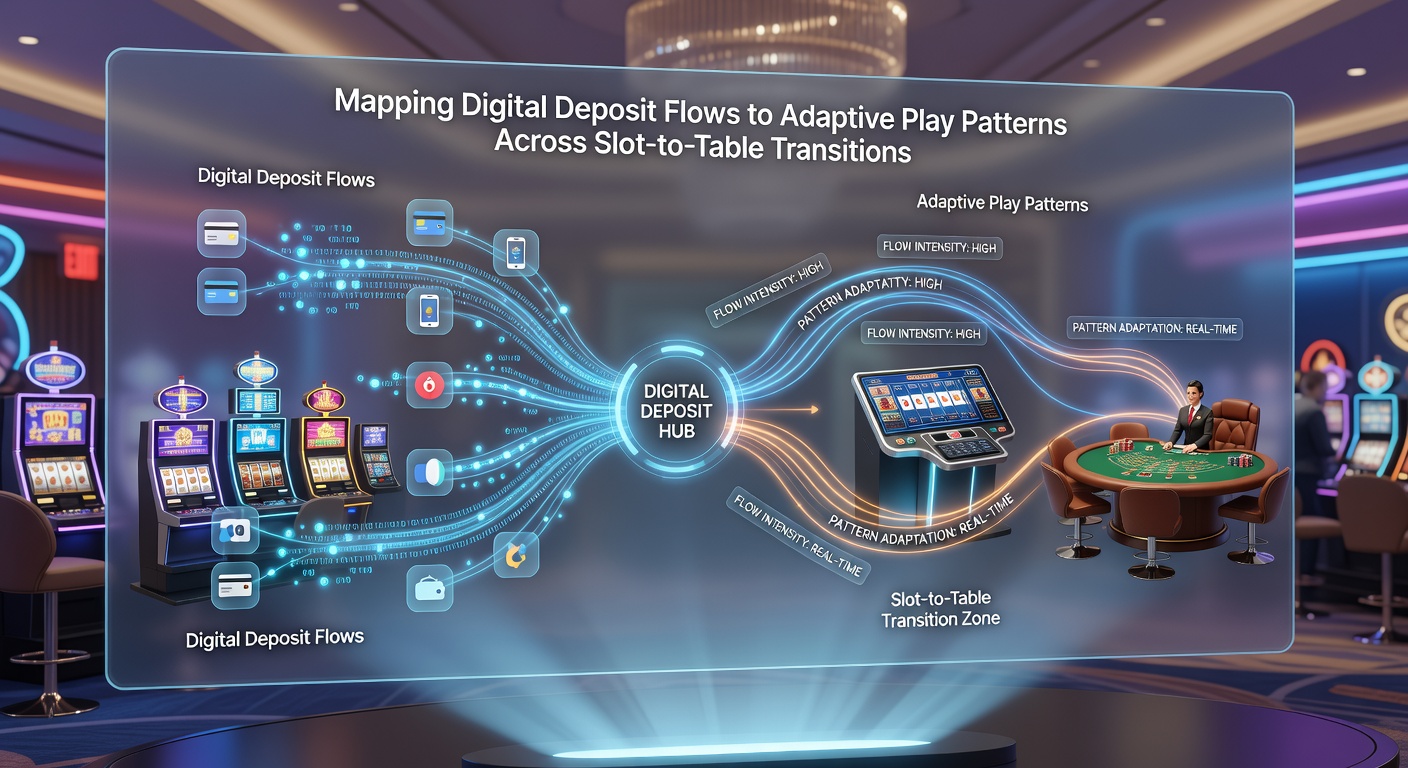 Analytical dashboard displaying adaptive play pattern shifts during slot-to-table game transitions with deposit flow overlays