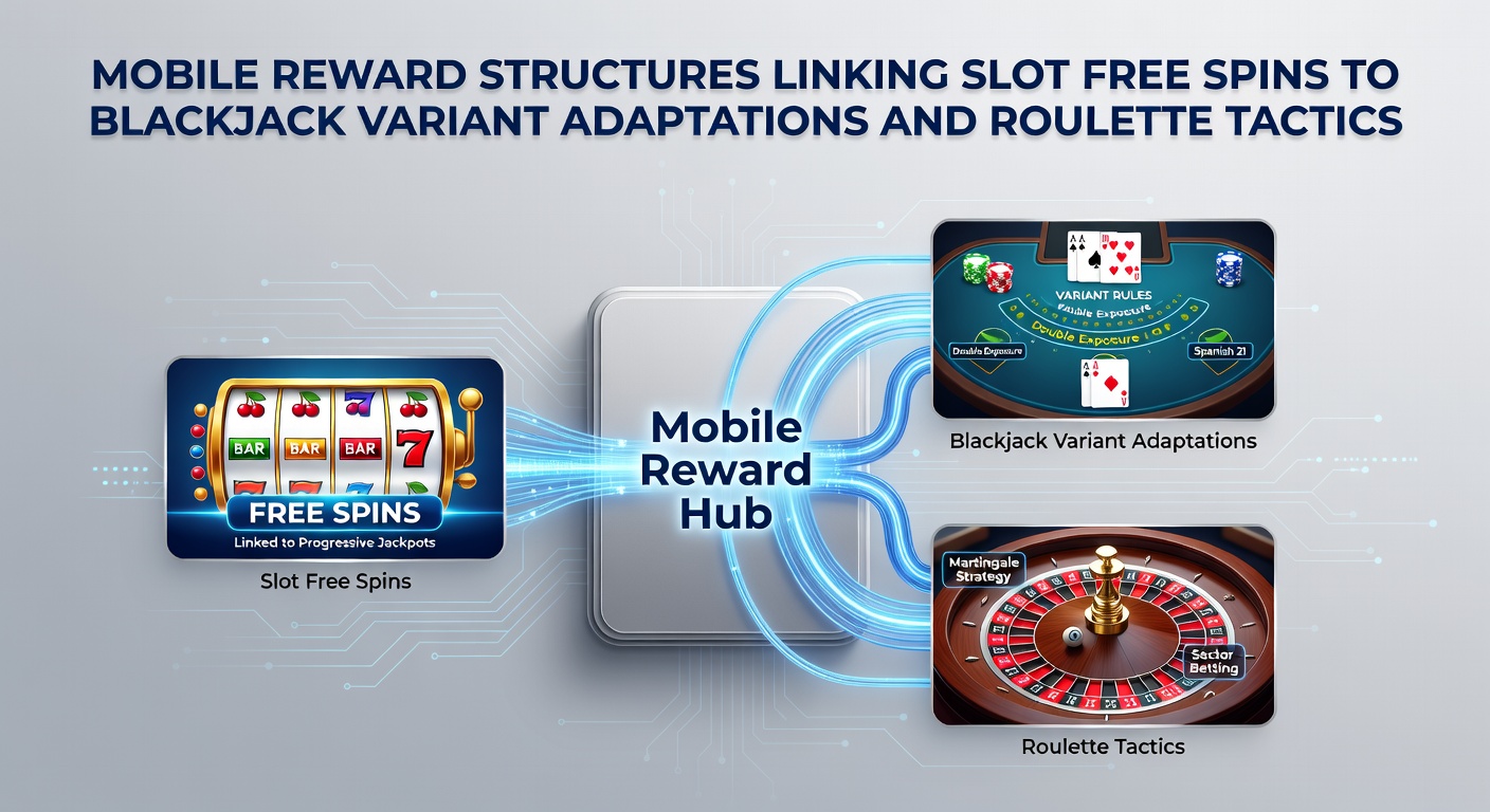 Mobile casino screen displaying slot free spins interface connected to blackjack variant selection