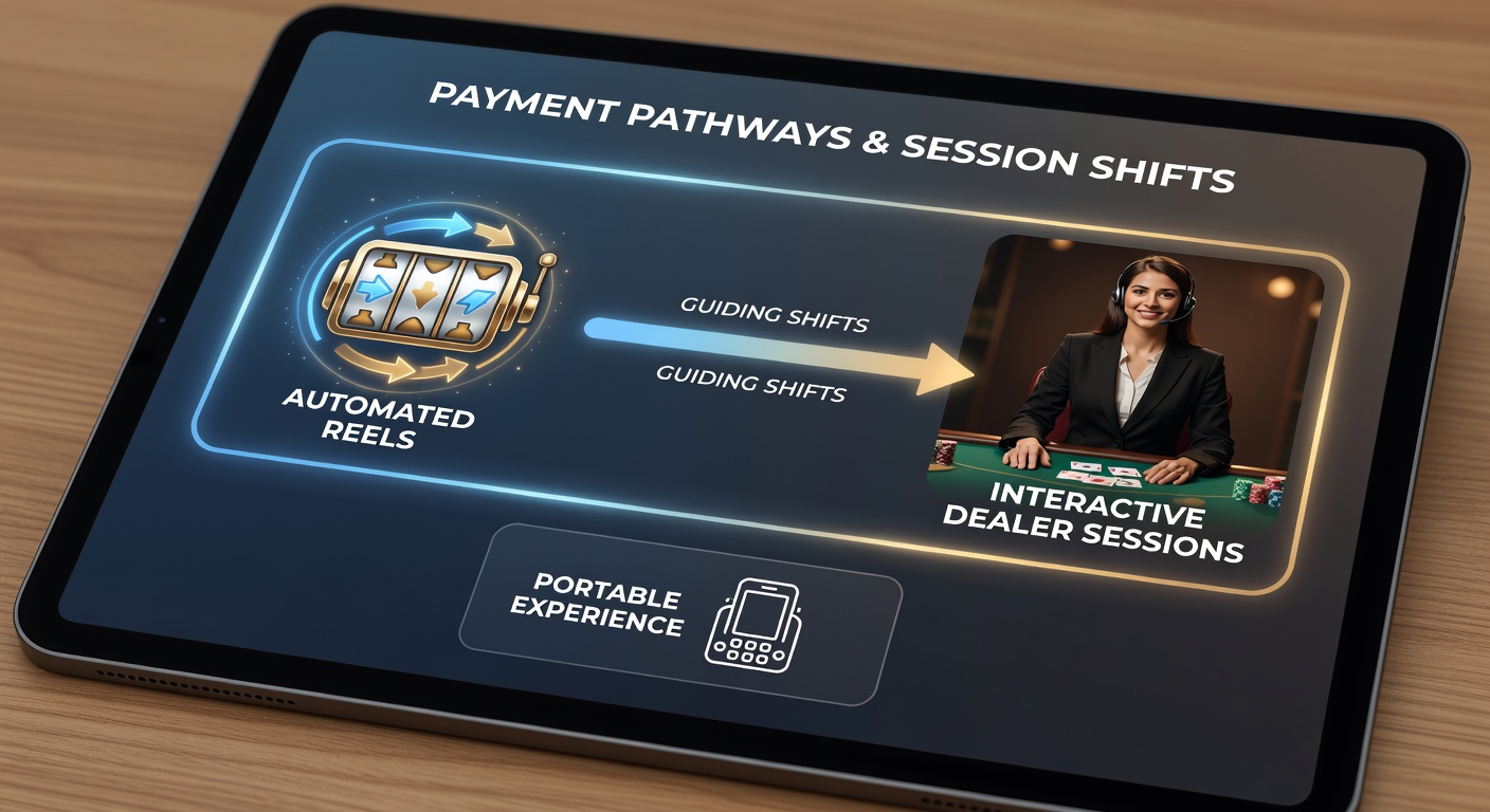 Illustration of payment flow diagrams connecting slot machines to live dealer interfaces on smartphones