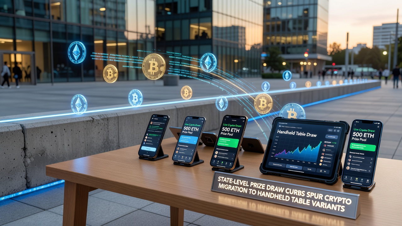Smartphone displaying crypto-enabled table games amid regulatory shifts in prize draw options